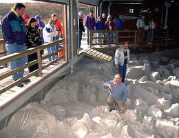 Paleontologist Dr. Michael Voorhies introduces visitors to the Rhino Barn
