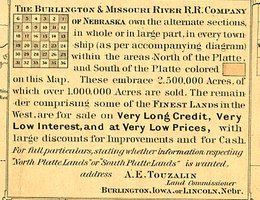 Legend from map showing Burlington & Missouri Riv. R.R. Co. lands in Nebraska, 1876