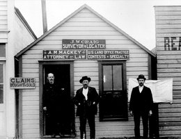 Oblinger talks of "jumping" the claim of a man who had claimed a piece of land but never lived on it. This transfer of claims was common and developed a whole industry spawning land offices like this one in Round Pond, Oklahoma in 1894.