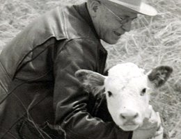 Rancher/Governor Sam McKelvie & Hereford calf