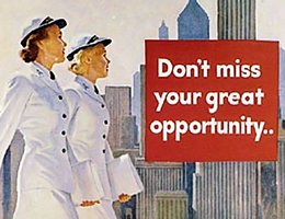 World War II U.S. Recruiting Poster by John Falter: "Don’t miss your great opportunity . . . The Navy needs you in the WAVES"