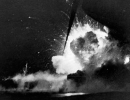 USS Bismarck Sea explodes