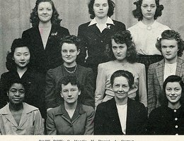 B. Nakada (center left) in Delta Phi Delta, an honorary art sorority; 1944  Cornhusker, UNL Yearbook