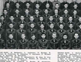 Roy Deguchi (bottom row, center) was a member of R.O.T.C. Company E at the University of Nebraska at Lincoln; 1944 Cornhusker, UNL Yearbook