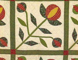 Detail of Love Apple or Pomegranate Quilt, 1855 by Catherine Eby Miller from North Manchester, Indiana
