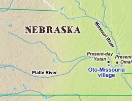 Location of the Yutan excavation site for the historic Oto-Missouria village