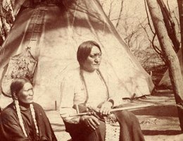 Sitting Bull and his wife at Fort Randall, Dakota Territory, 1882
