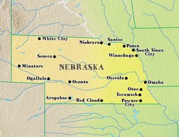 A map of cities and towns named after Native American tribes