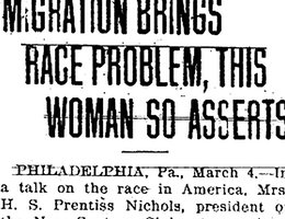Article in the African American newspaper the "Cleveland Advocate," March 6, 1920. Like many black newspapers, the "Advocate" reported on the great migration.