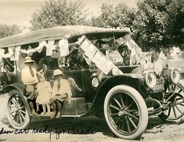 Richardson family car ready for a [suffrage] parade; Blair, Nebraska, July, 1914
