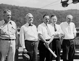 Senator Norris with others at a dam site in 1935