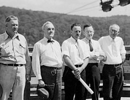 Senator Norris with others at a dam site in 1935