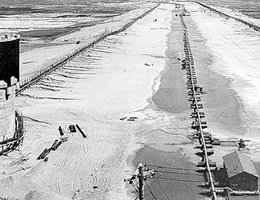 Kingsley Dam during early stages of construction