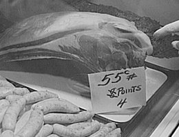 “If the ration points are cut, so must the prices be. Slashed points without slashed prices are one of the surest clues to black-market meats.”