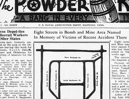 April 28, 1944 issue of "The Powder Keg", the Hastings Naval Ammunition Depot newsletter. In contrast to the Navy having no record of Willie’s accident, this issue reports streets being named for those killed.