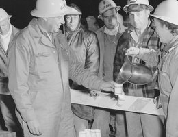 Operation Cue began with breakfast, followed by the blast and a survey of the destruction at various distances from Ground Zero, May 5, 1955