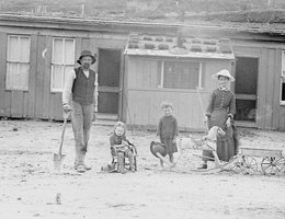 Robbins dugout, West Union, T. P. with frame front, Custer County, Nebraska