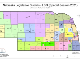 Map of Nebraska's Legislative Districts since 2021